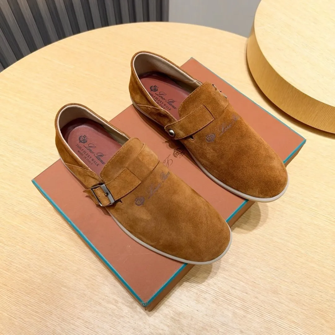 Factory price 420💰[loro piana] 2025 new moccasins, popular casual sneakers for street men. The shoes are made of first-layer suede leather uppers with rubber soles. They are classic. The complex craftsmanship and meticulous structure make the shoes light and soft, allowing you to walk comfortably and freely. Perfect for summer wear. Yardage: 38-45.